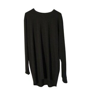 Lularoe L Solid Black Hudson Long Sleeve Knit Shirt Top